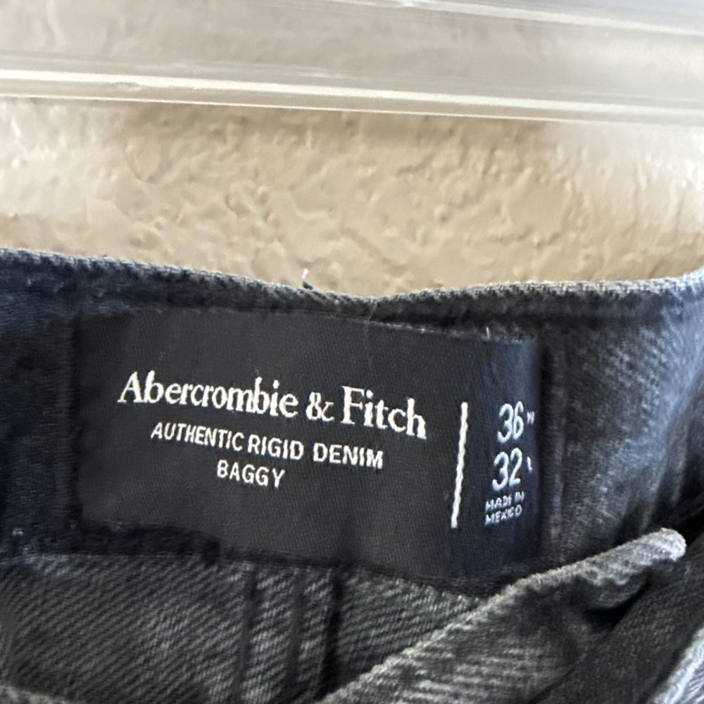 Abercrombie & Fitch Jeans Authentic Rigid Baggy Men's Black 36x32 Y2k Skater - Picture 3 of 9